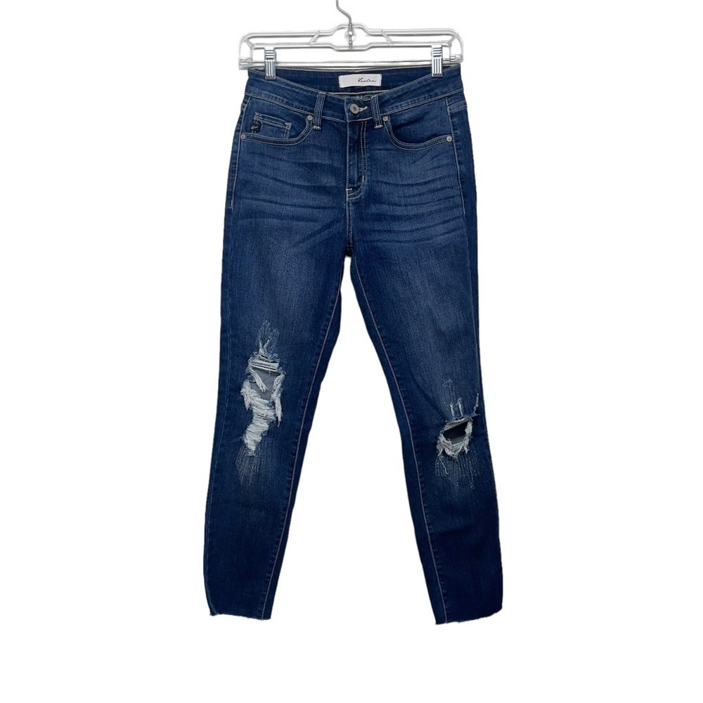 KanCan Dark Wash Distressed Skinny Jeans Size 5 Western Curvy‎ Casual